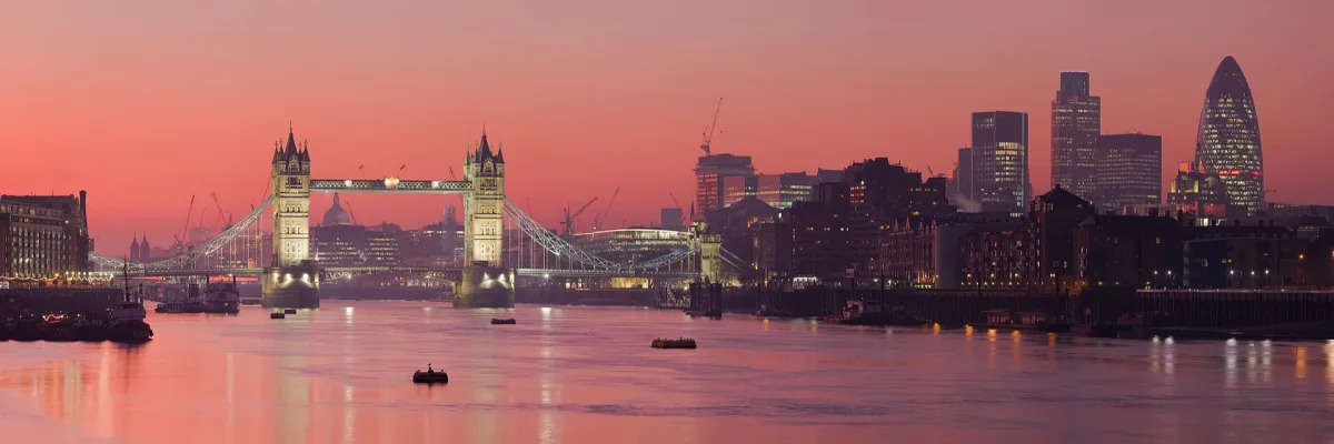 London skyline and the River Thames at sunset