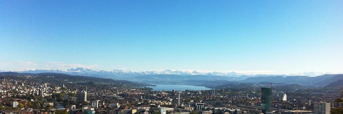 Zurich and Lake Zurich viewed from Waidberg
