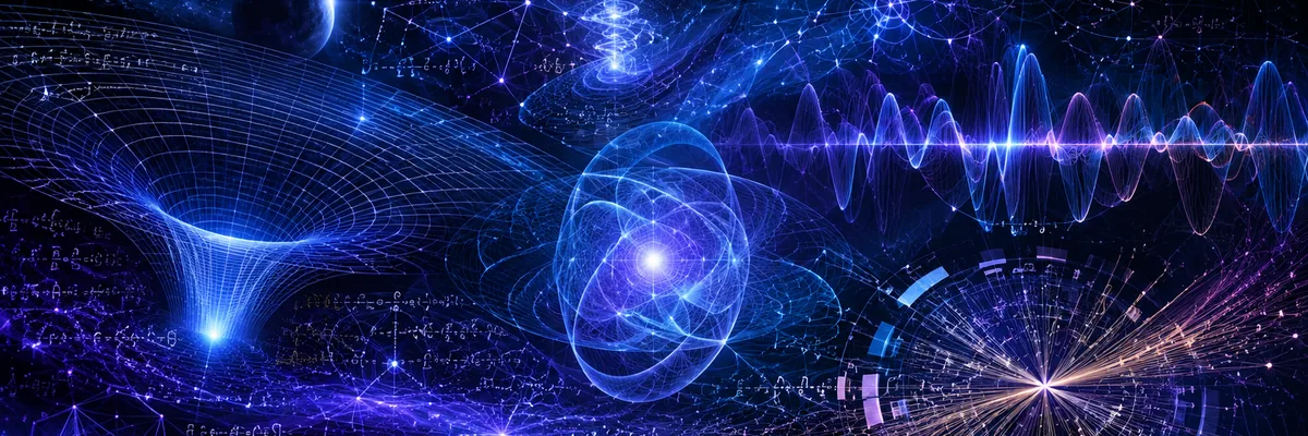 Abstract violet physics waves, particles, graphs and spacetime-style field mesh